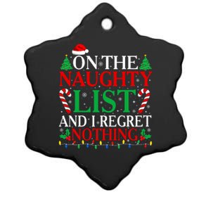 On The List Of Naughty And I Regret Nothing Funny Christmas Ceramic Star Ornament