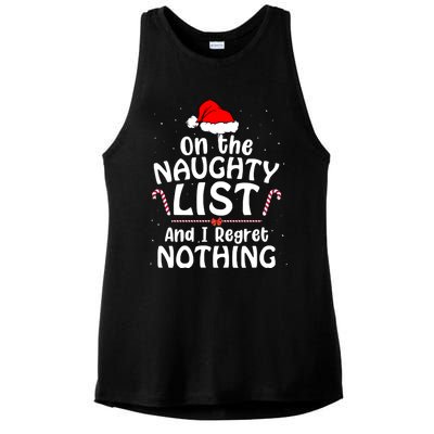 On The List Of Naughty And I Regret Nothing Christmas Ladies PosiCharge Tri-Blend Wicking Tank