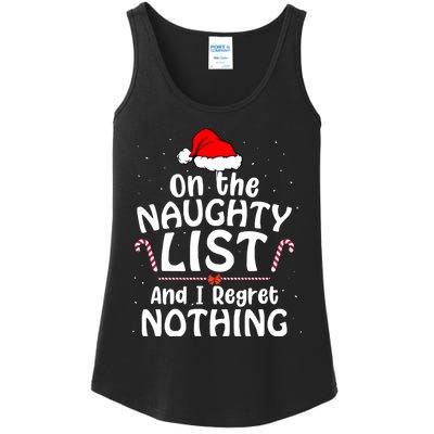 On The List Of Naughty And I Regret Nothing Christmas Ladies Essential Tank