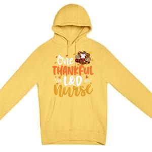 One Thankful L And D Nurse Turkey Leopard Plaid Thanksgiving Gift Premium Pullover Hoodie