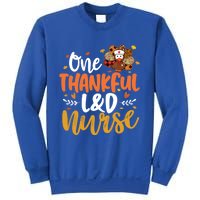 One Thankful L And D Nurse Turkey Leopard Plaid Thanksgiving Gift Sweatshirt