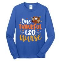 One Thankful L And D Nurse Turkey Leopard Plaid Thanksgiving Gift Tall Long Sleeve T-Shirt