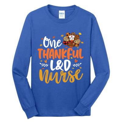 One Thankful L And D Nurse Turkey Leopard Plaid Thanksgiving Gift Tall Long Sleeve T-Shirt