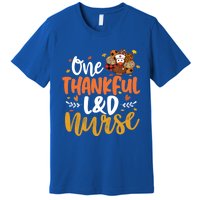 One Thankful L And D Nurse Turkey Leopard Plaid Thanksgiving Gift Premium T-Shirt