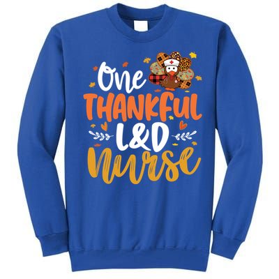 One Thankful L And D Nurse Turkey Leopard Plaid Thanksgiving Gift Tall Sweatshirt