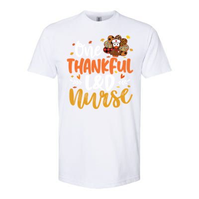 One Thankful L And D Nurse Turkey Leopard Plaid Thanksgiving Gift Softstyle CVC T-Shirt