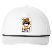 One Thankful Lunch Lady Messy Bun Thanksgiving Lunch Lady Snapback Five-Panel Rope Hat