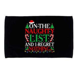 On The List Of Naughty And I Regret Nothing Funny Christmas Microfiber Hand Towel