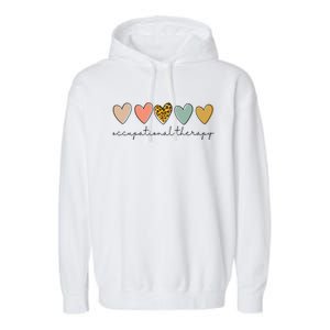 Occupational Therapist Leopard Heart Occupational Therapy Garment-Dyed Fleece Hoodie