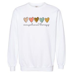 Occupational Therapist Leopard Heart Occupational Therapy Garment-Dyed Sweatshirt