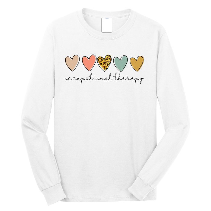 Occupational Therapist Leopard Heart Occupational Therapy Long Sleeve Shirt