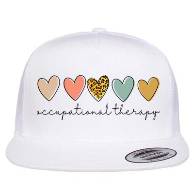 Occupational Therapist Leopard Heart Occupational Therapy Flat Bill Trucker Hat