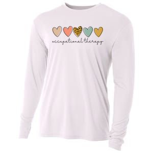 Occupational Therapist Leopard Heart Occupational Therapy Cooling Performance Long Sleeve Crew