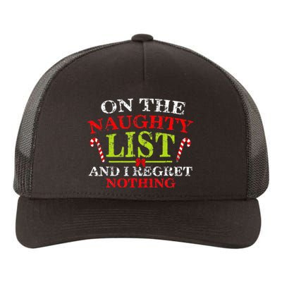 On The List Of Naughty And I Regret Nothing Christmas  Yupoong Adult 5-Panel Trucker Hat