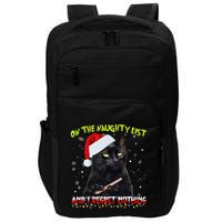 On The List Of Naughty I Regret Nothing Christmas Cat Meme Impact Tech Backpack