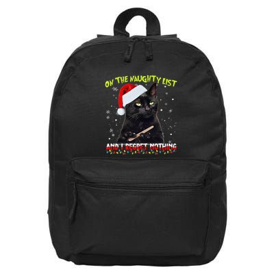 On The List Of Naughty I Regret Nothing Christmas Cat Meme 16 in Basic Backpack