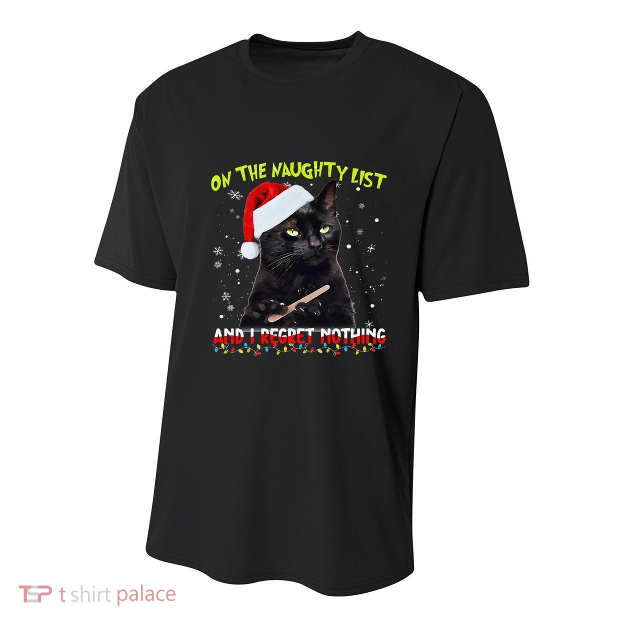 On The List Of Naughty I Regret Nothing Christmas Cat Meme Youth Performance Sprint T-Shirt