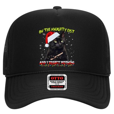 On The List Of Naughty I Regret Nothing Christmas Cat Meme Trucker Hat