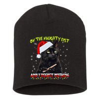 On The List Of Naughty I Regret Nothing Christmas Cat Meme Short Acrylic Beanie