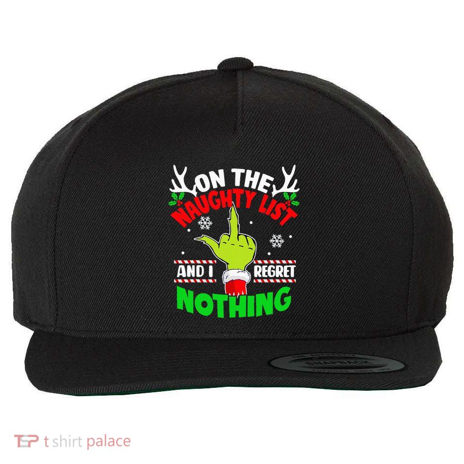 On The List Of Naughty And I Regret Nothing Christmas Wool Snapback Cap