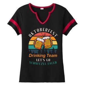 Oktoberfest Team Lets Get Schnitzel Faced Ladies Halftime Notch Neck Tee