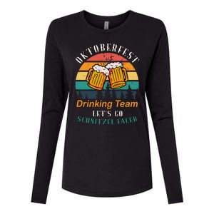 Oktoberfest Team Lets Get Schnitzel Faced Womens Cotton Relaxed Long Sleeve T-Shirt