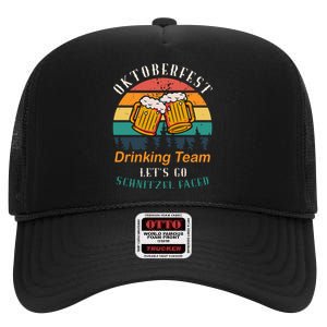 Oktoberfest Team Lets Get Schnitzel Faced High Crown Mesh Back Trucker Hat