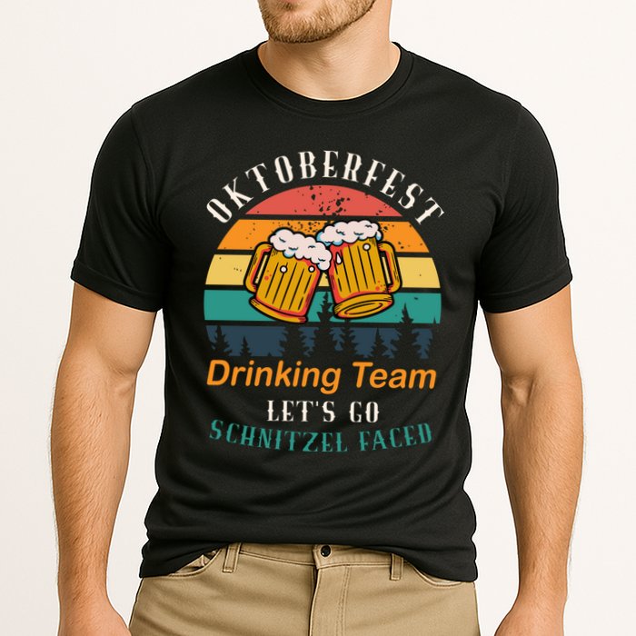 Oktoberfest Team Lets Get Schnitzel Faced Cooling Performance Crew T-Shirt