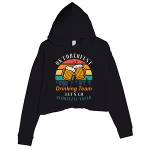 Oktoberfest Team Lets Get Schnitzel Faced Crop Fleece Hoodie