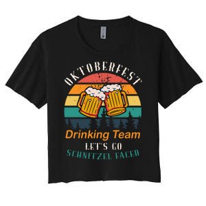 Oktoberfest Team Lets Get Schnitzel Faced Women's Crop Top Tee