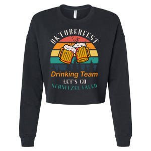 Oktoberfest Team Lets Get Schnitzel Faced Cropped Pullover Crew