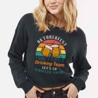 Oktoberfest Team Lets Get Schnitzel Faced Cropped Pullover Crew