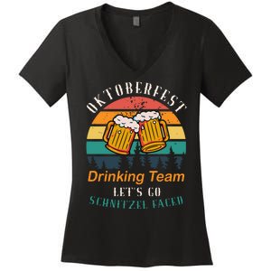 Oktoberfest Team Lets Get Schnitzel Faced Women's V-Neck T-Shirt