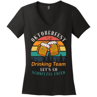 Oktoberfest Team Lets Get Schnitzel Faced Women's V-Neck T-Shirt