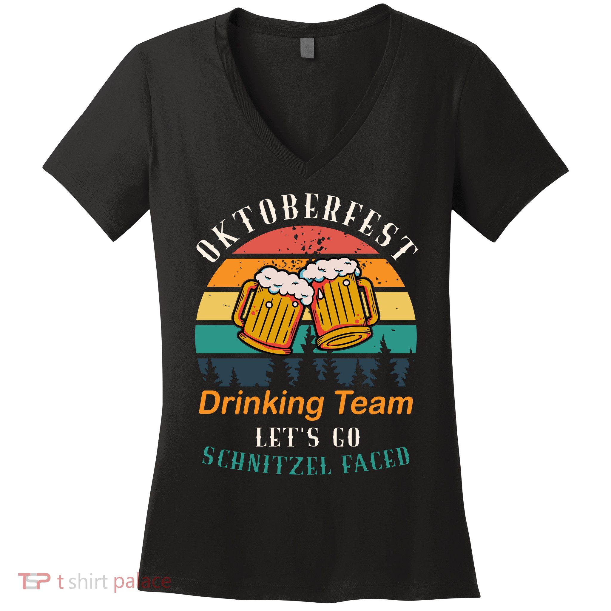 Oktoberfest Team Lets Get Schnitzel Faced Women's V-Neck T-Shirt