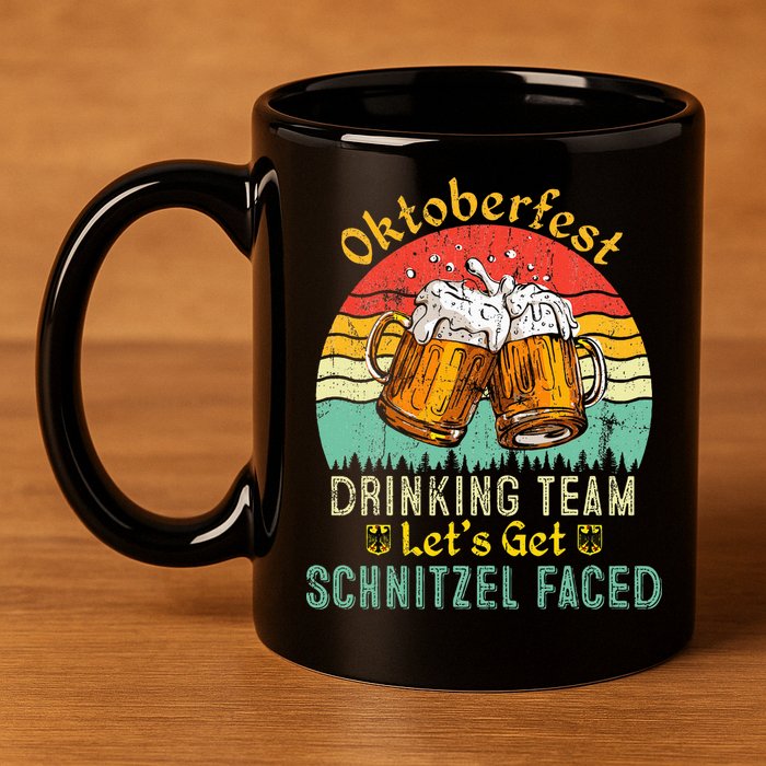 Oktoberfest Team Lets Get Schnitzel Faced German 11oz C Handle Ceramic Mug