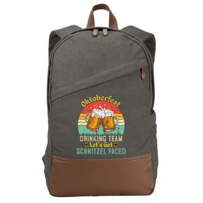 Oktoberfest Team Lets Get Schnitzel Faced German Cotton Canvas Backpack