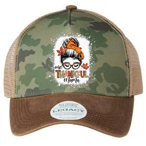 One Thankful Mama Messy Bun Mom Fall Autumn Thanksgiving Legacy Tie Dye Trucker Hat