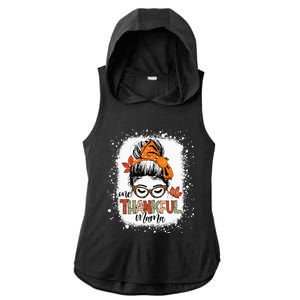 One Thankful Mama Messy Bun Mom Fall Autumn Thanksgiving Ladies PosiCharge Tri-Blend Wicking Draft Hoodie Tank