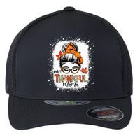 One Thankful Mama Messy Bun Mom Fall Autumn Thanksgiving Flexfit Unipanel Trucker Cap