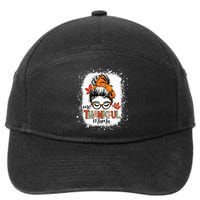 One Thankful Mama Messy Bun Mom Fall Autumn Thanksgiving 7-Panel Snapback Hat