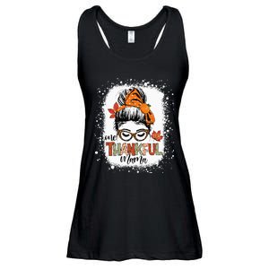 One Thankful Mama Messy Bun Mom Fall Autumn Thanksgiving Ladies Essential Flowy Tank