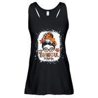 One Thankful Mama Messy Bun Mom Fall Autumn Thanksgiving Ladies Essential Flowy Tank