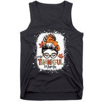 One Thankful Mama Messy Bun Mom Fall Autumn Thanksgiving Tank Top