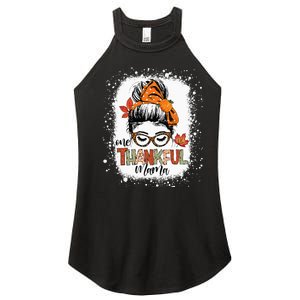 One Thankful Mama Messy Bun Mom Fall Autumn Thanksgiving Women's Perfect Tri Rocker Tank