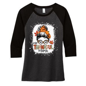 One Thankful Mama Messy Bun Mom Fall Autumn Thanksgiving Women's Tri-Blend 3/4-Sleeve Raglan Shirt