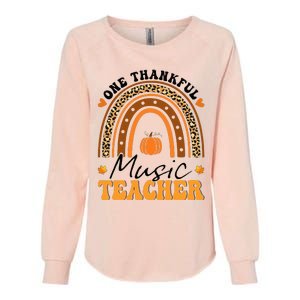 One Thankful Music Teacher Thanksgiving Rainbow Leopard Fall Womens California Wash Sweatshirt