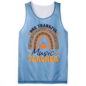 One Thankful Music Teacher Thanksgiving Rainbow Leopard Fall Mesh Reversible Basketball Jersey Tank