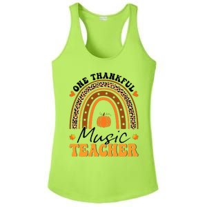 One Thankful Music Teacher Thanksgiving Rainbow Leopard Fall Ladies PosiCharge Competitor Racerback Tank