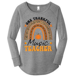 One Thankful Music Teacher Thanksgiving Rainbow Leopard Fall Women's Perfect Tri Tunic Long Sleeve Shirt